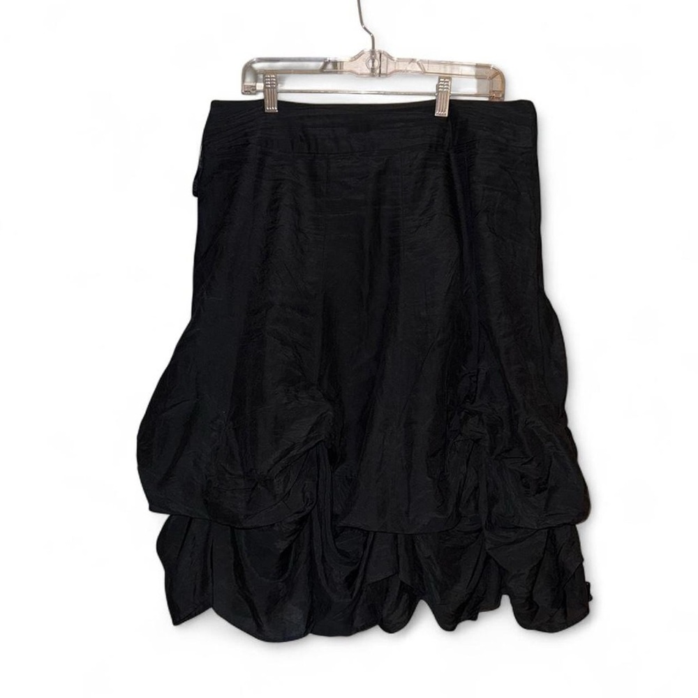 Coast Black Tiered Ruffle Black Bubble Hem Women's Midi Skirt